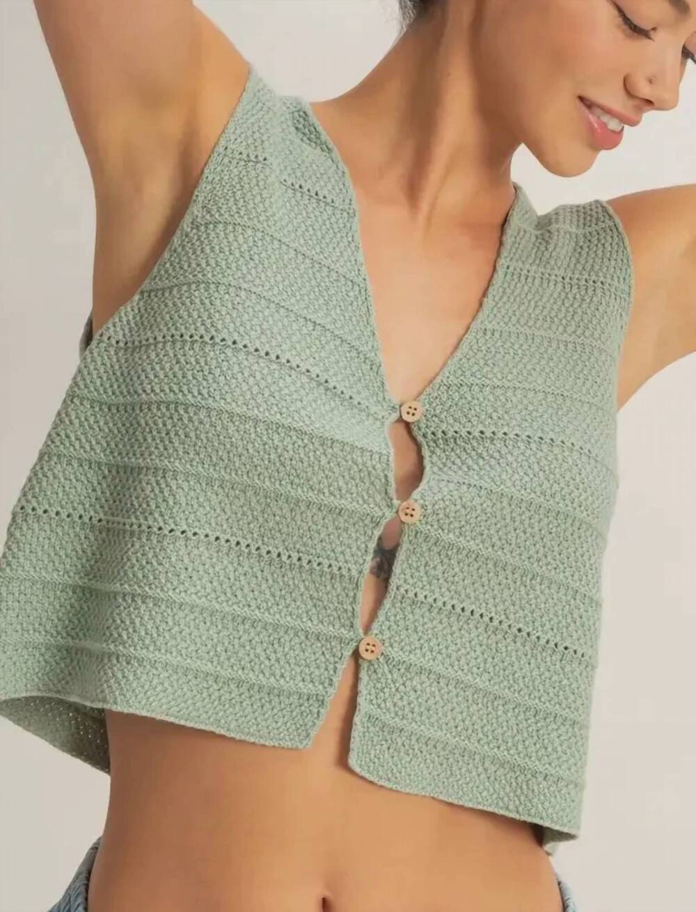 NEW HYFVE slip into summer top in sage green